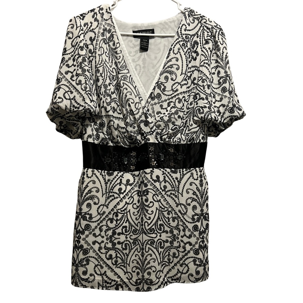 Lane Bryant Monochrome Patterned Blouse Size 14/16